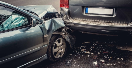 car crashing into back of van